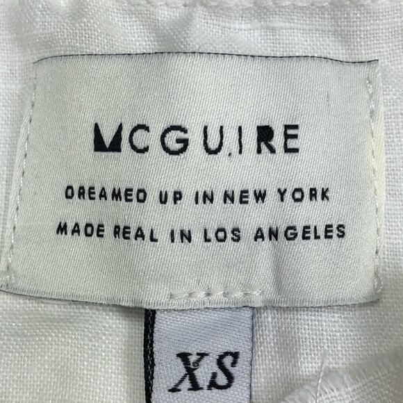 McGuire White 100% Linen Peasant Shirt Tie Eyelet Blouse Top Boho Casual XS - Picture 5 of 9